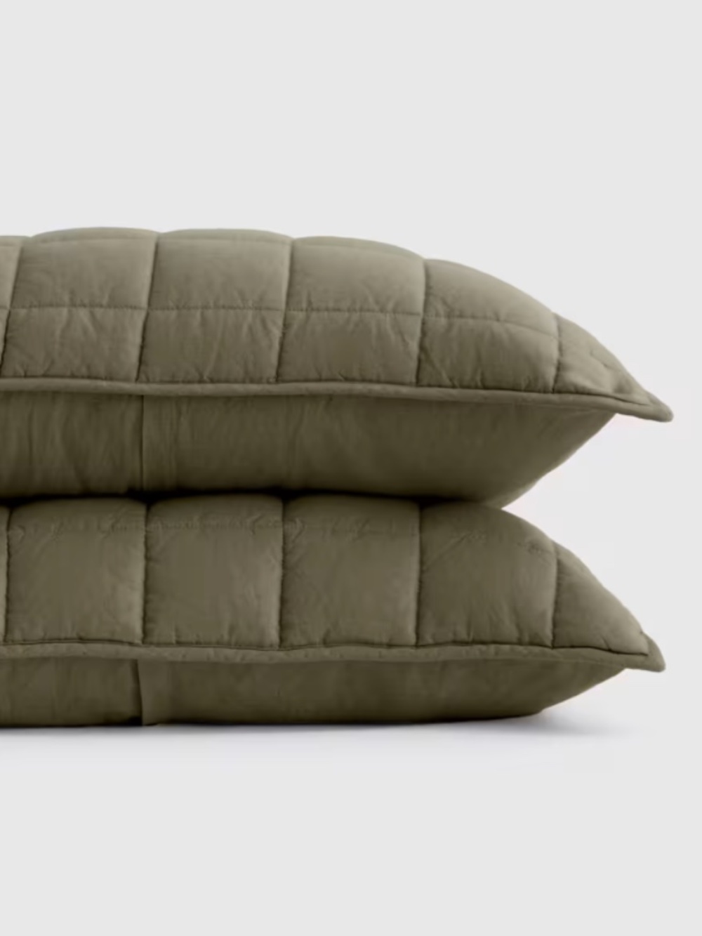 New King sham set European Linen Quince Dusty Olive green